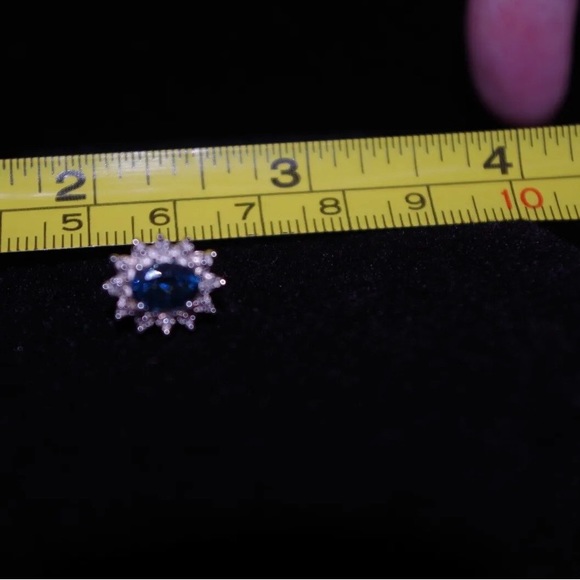 925 SILVER/DIAMONDS/BLUE TOPAZ SINGLE EARRING "STUNNING" - Picture 2 of 5